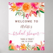 はっきりした秋フローラ水彩ブライダルシャワー歓迎 ポスター (正面)