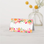 はっきりした秋フローラ水色ブライダルシャワー名 プレイスカード (裏面)