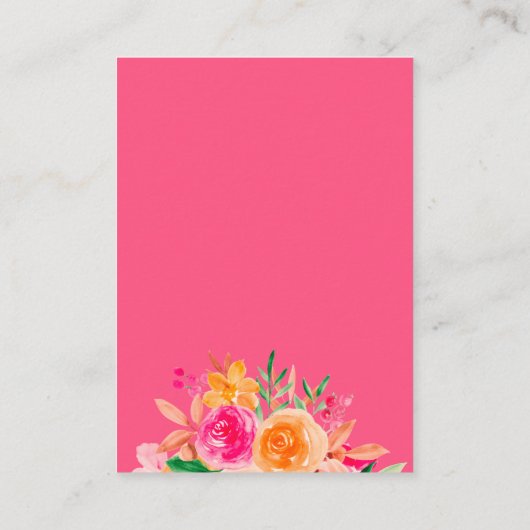 はっきりした秋フローラ水色ブライダルシャワー登録簿 エンクロージャーカード (裏面)