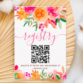 はっきりした秋フローラ水色ブライダルシャワー登録簿 エンクロージャーカード