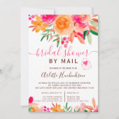はっきりした秋フローラ水色ブライダルシャワーbyメール 招待状 (正面)