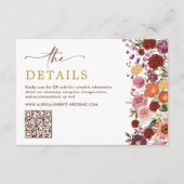 はっきりした秋ワイルドフラワー結婚フィールドの詳細QRコード エンクロージャーカード (正面)