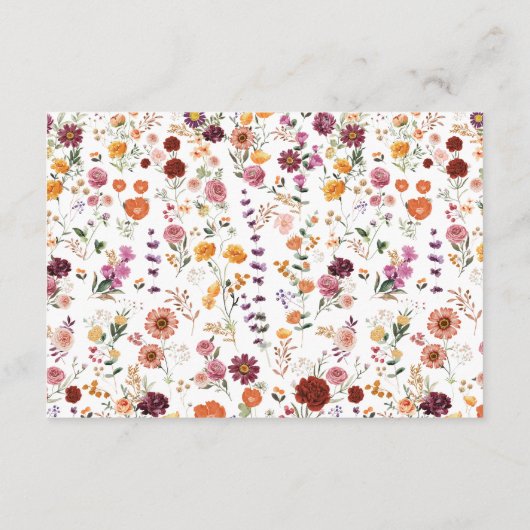 はっきりした秋ワイルドフラワー結婚フィールドの詳細QRコード エンクロージャーカード (裏面)