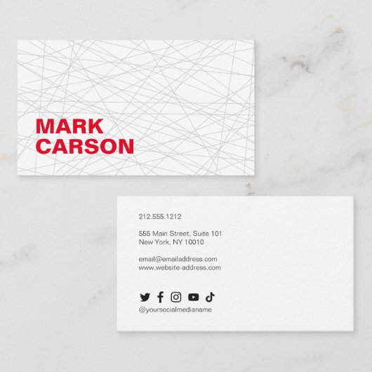 はっきりした移モダン動線プロフェッショナル赤タイプ 名刺 (正面/裏面)