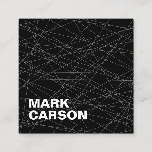 はっきりした移モダン動線プロフェッショナル黒 スクエア名刺 (正面)