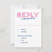 はっきりした種ファンキーモダンカラフルブルーピ結婚ンク 出欠カード (正面)