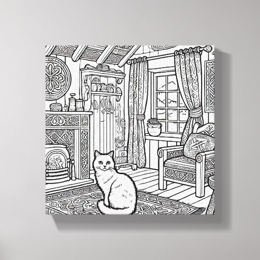 はっきりした簡単猫#18 キャンバスプリント (正面)