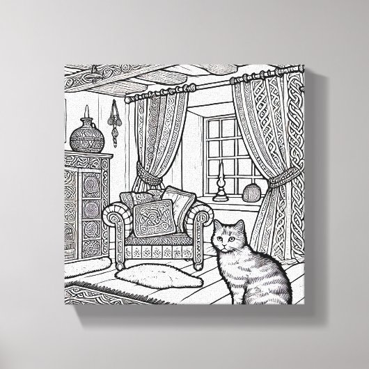 はっきりした簡単猫#5 キャンバスプリント (正面)