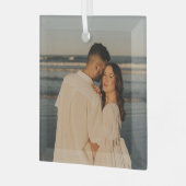 はっきりした結婚したメリー結婚の写真 ガラスオーナメント (正面左)