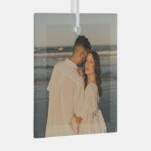 はっきりした結婚したメリー結婚の写真 ガラスオーナメント (正面右)