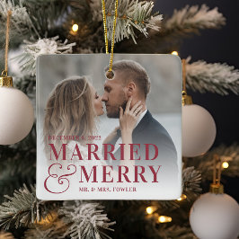 はっきりした結婚したメリー結婚の写真 セラミックオーナメント