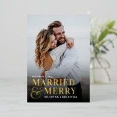 はっきりした結婚したメリー結婚の写真 箔シーズンカード (立ち正面)