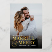 はっきりした結婚したメリー結婚の写真 箔シーズンカード (正面)