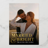 はっきりした結婚したBright結婚の写真 箔シーズンカード (正面)