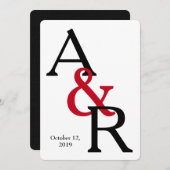 はっきりした結婚イニシャル招待状 招待状 (正面/裏面)