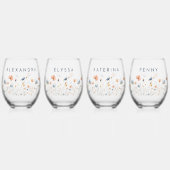 はっきりした結婚エレガントフローラブライダルパーティ ステムなしワイングラス (正面)