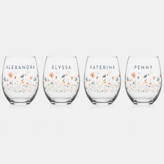 はっきりした結婚エレガントフローラブライダルパーティ ステムなしワイングラス (正面)