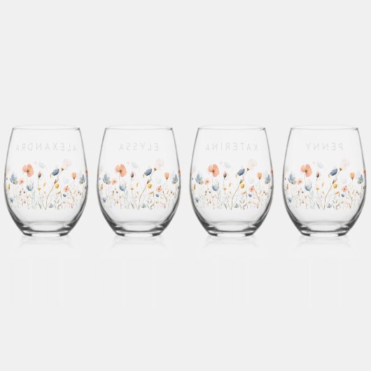 はっきりした結婚エレガントフローラブライダルパーティ ステムなしワイングラス (裏面)