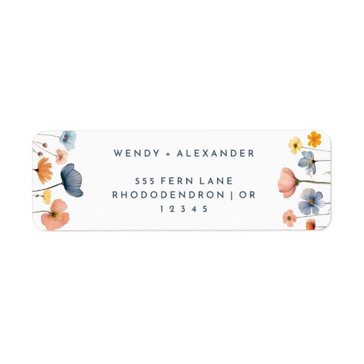 はっきりした結婚エレガントフローラ差出人住所 ラベル (正面)