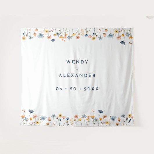 はっきりした結婚エレガントフローラ背景 タペストリー (正面(横))