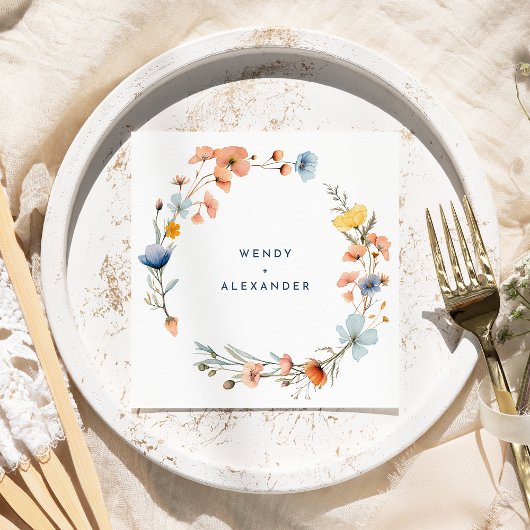 はっきりした結婚エレガントフローラ スタンダードカクテルナプキン