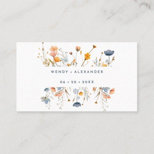 はっきりした結婚エレガントフローラ プレイスカード (裏面)