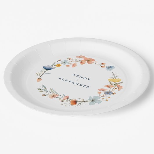 はっきりした結婚エレガントフローラ ペーパープレート (アングル)