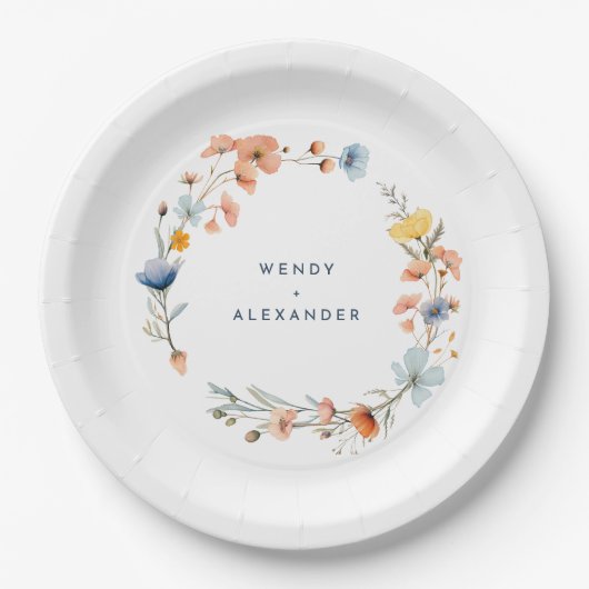 はっきりした結婚エレガントフローラ ペーパープレート (正面)