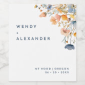 はっきりした結婚エレガントフローラ ワインラベル (シングルラベル)