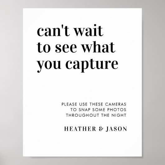 はっきりした結婚モダン使い捨てカメラ標識 ポスター (正面)