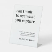 はっきりした結婚モダン使い捨てカメラ標識 台座サイン (正面)