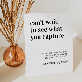 はっきりした結婚モダン使い捨てカメラ標識 台座サイン