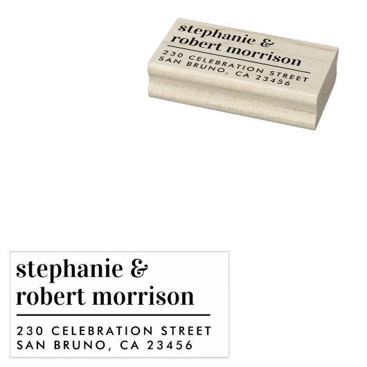 はっきりした結婚モダン名の差出人住所カスタム ラバースタンプ (押印)