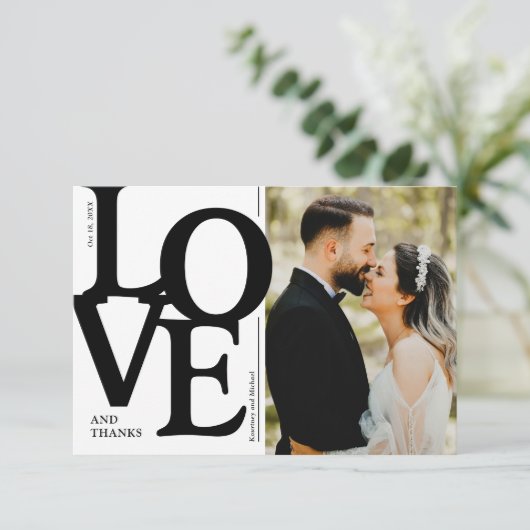 はっきりした結婚写真結婚の サンキューカード (スタンド正面)