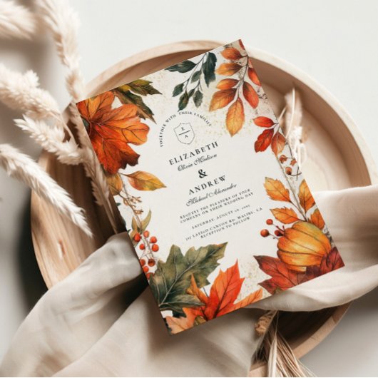 はっきりした結婚紅葉 招待状