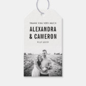 はっきりした結婚 |写真と白の黒い文字 ギフトタグ (正面)