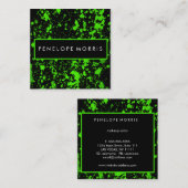 はっきりした緑と黒の絵を描（ばちゃばちゃ）跳ねる美しい スクエア名刺 (正面/裏面)