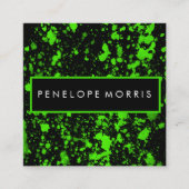 はっきりした緑と黒の絵を描（ばちゃばちゃ）跳ねる美しい スクエア名刺 (正面)