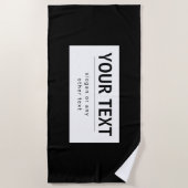 はっきりした編モダン集文字 | ブラック&ホワイト ビーチタオル (正面)