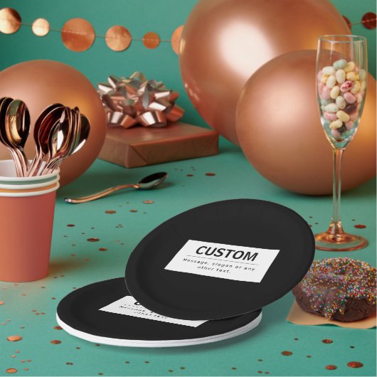 はっきりした編モダン集文字 | ブラック&ホワイト ペーパープレート (複数)