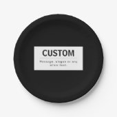 はっきりした編モダン集文字 | ブラック&ホワイト ペーパープレート (正面)