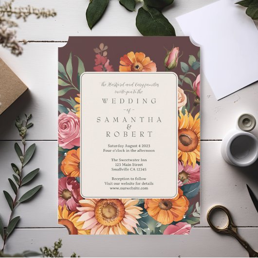 はっきりした縁ど秋の結婚式 招待状