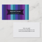 はっきりした縞で飾ります: 紫色、ラズベリー、ティール（緑がかった色）、01 名刺 (正面/裏面)
