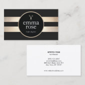 はっきりした美容師金ゴールドブラックストライプシザーズ 名刺 (正面/裏面)