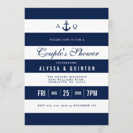 はっきりした航海のテーマカップルシャワー招待状 招待状