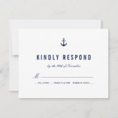 はっきりした航海のテーマネイビストライプーRSVP 出欠カード (正面)