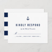 はっきりした航海のテーマネイビストライプーRSVP 出欠カード (正面/裏面)