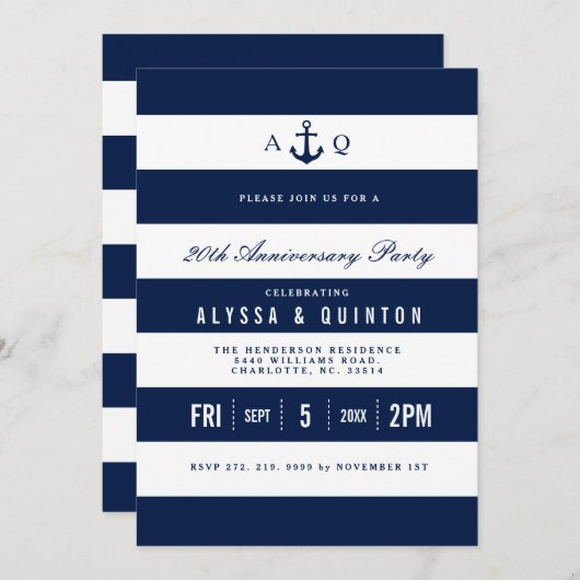 はっきりした航海のテーマパーティの招待状 招待状 (正面/裏面)