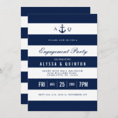 はっきりした航海のテーマ婚約パーティ招待状 招待状 (正面/裏面)