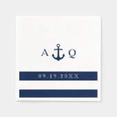 はっきりした航海のテーマ結婚モノグラム スタンダードカクテルナプキン (正面)